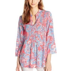 NWOT Lilly Pulitzer Floral Print Women's Tunic Top - Pink and Blue Size Small